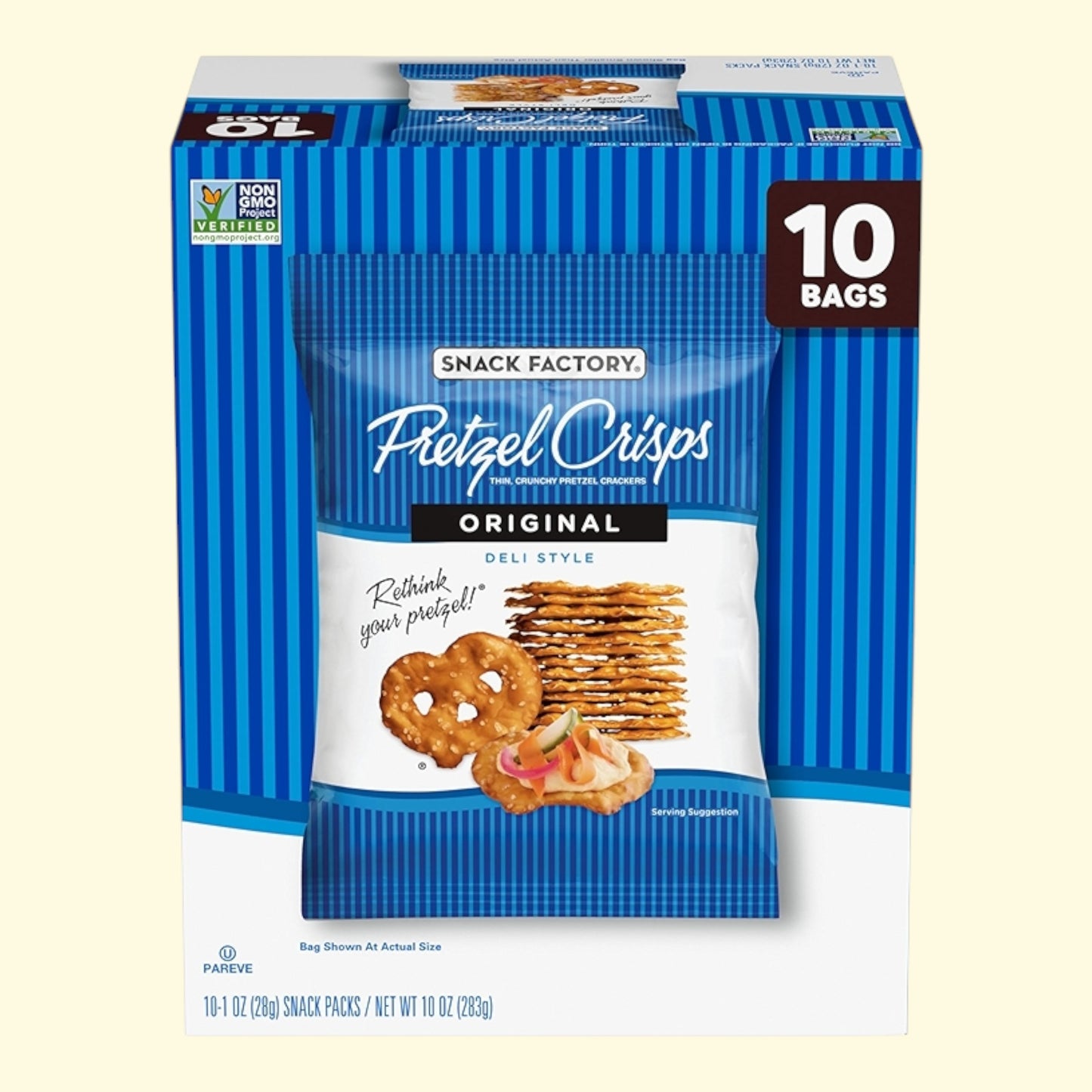 Snack Factory Pretzel Crisps, Original, 1 oz, 10 Ct — authentic US product shipped worldwide by Treatspree