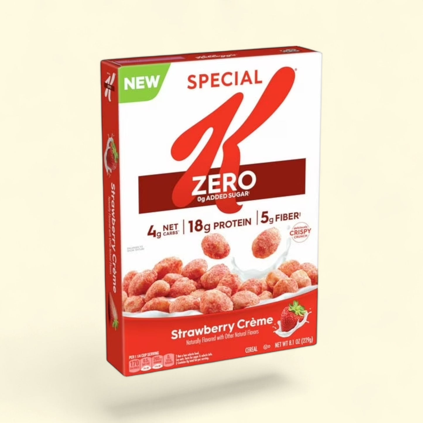 Treatspree Kellogg's Special K Zero Strawberry Creme Cereal, 8.1oz box with "NEW" and "0g Added Sugar" callouts.