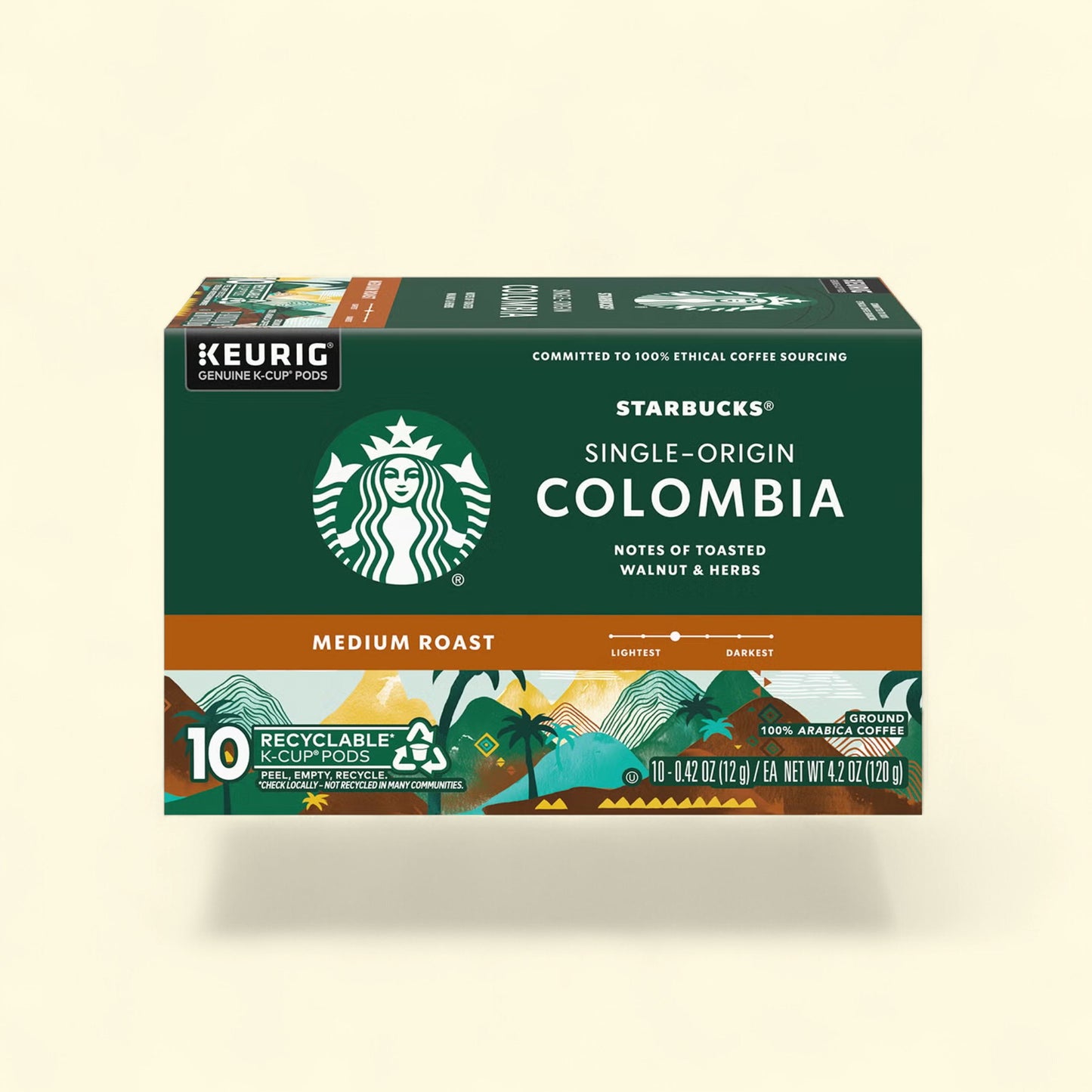 Treatspree Starbucks Colombia Medium Roast K-Cup Coffee Pods, 10 count. Single-origin, 100% Arabica coffee.