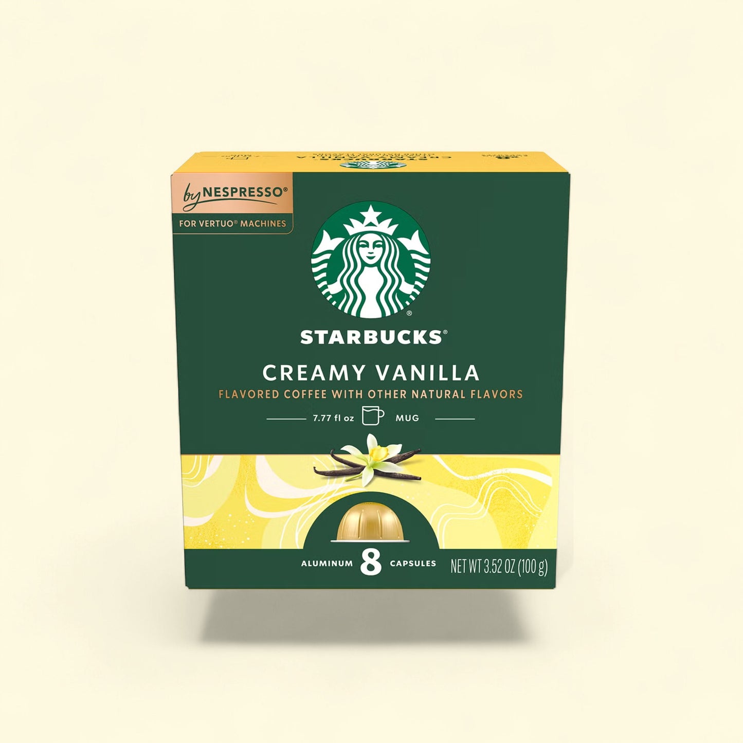 Treatspree Starbucks by Nespresso Creamy Vanilla coffee pods for Vertuo Line machines, 8 count aluminum capsules.