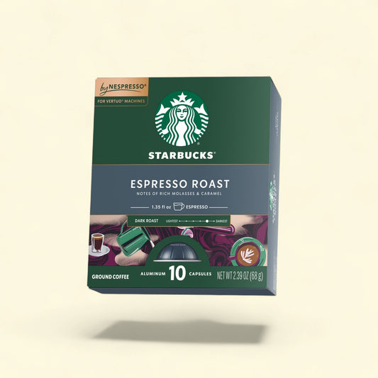 Treatspree Starbucks by Nespresso Vertuo Line Espresso Roast dark roast coffee capsules, 10 count, aluminum