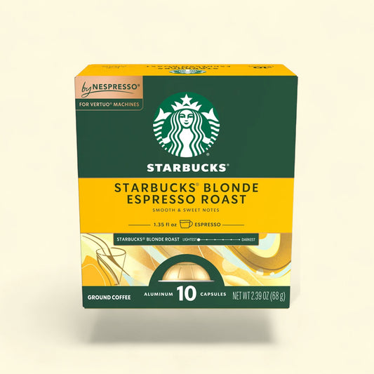 Treatspree Starbucks By Nespresso Vertuo Line Blonde Espresso Roast coffee capsules, 10 ct. Blonde roast with smooth & sweet notes.