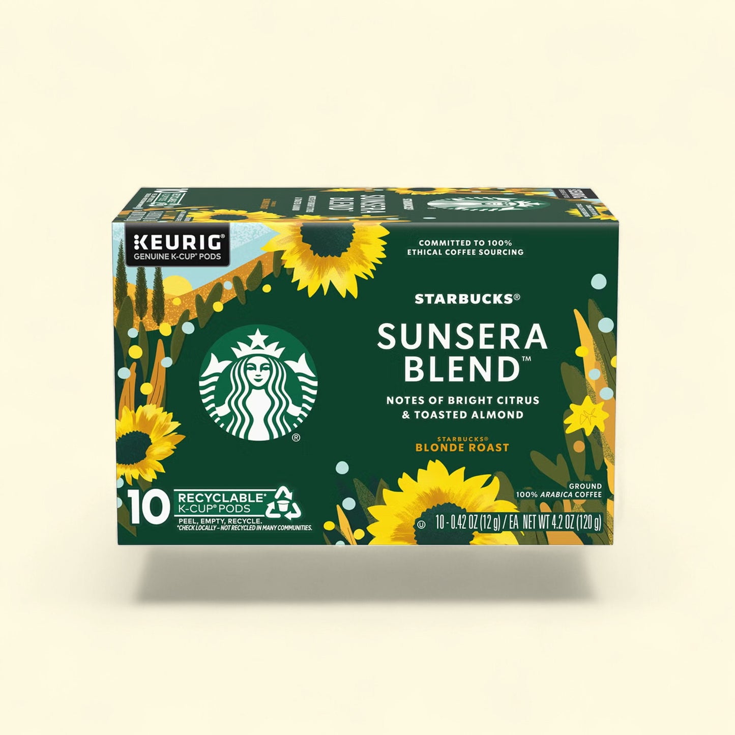 Treatspree Starbucks Sunsera Blend Blonde Roast K-Cup Coffee Pods, 10 count, with notes of citrus and toasted almond.