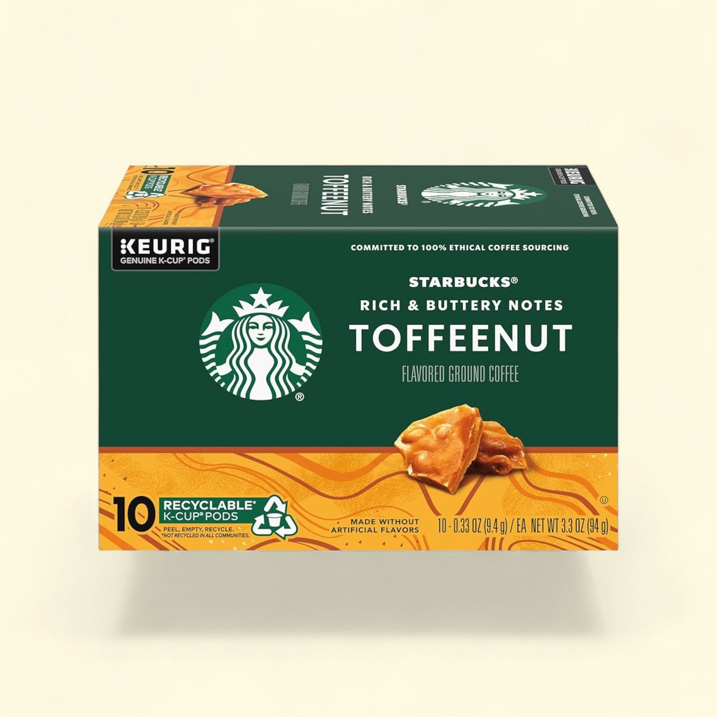 Treatspree Starbucks Toffeenut K-Cup Coffee Pods, 10 count, medium roast with rich & buttery notes.