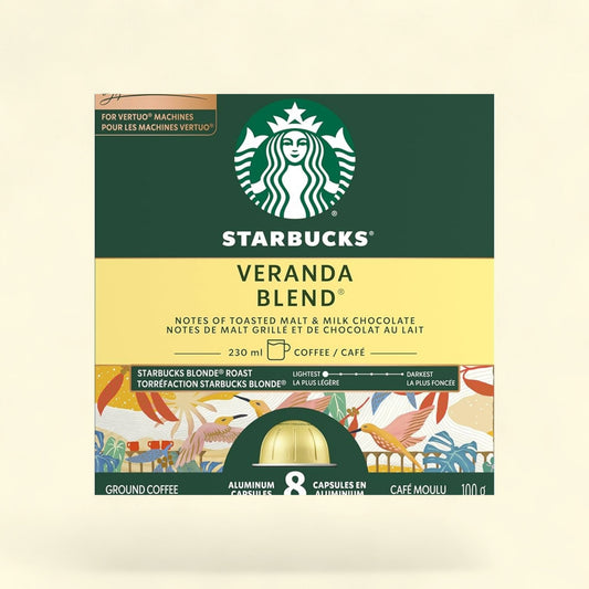 Treatspree Starbucks Veranda Blend Blonde Roast coffee capsules, 8 count, with notes of toasted malt and milk chocolate.