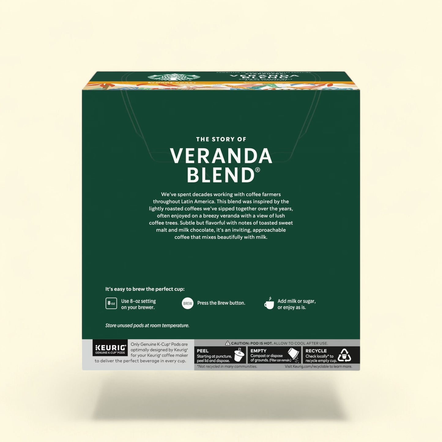 Treatspree Starbucks Veranda Blend K-Cup Coffee Pods, 32 count. Lightly roasted 100% arabica beans with notes of toasted malt and chocolate.