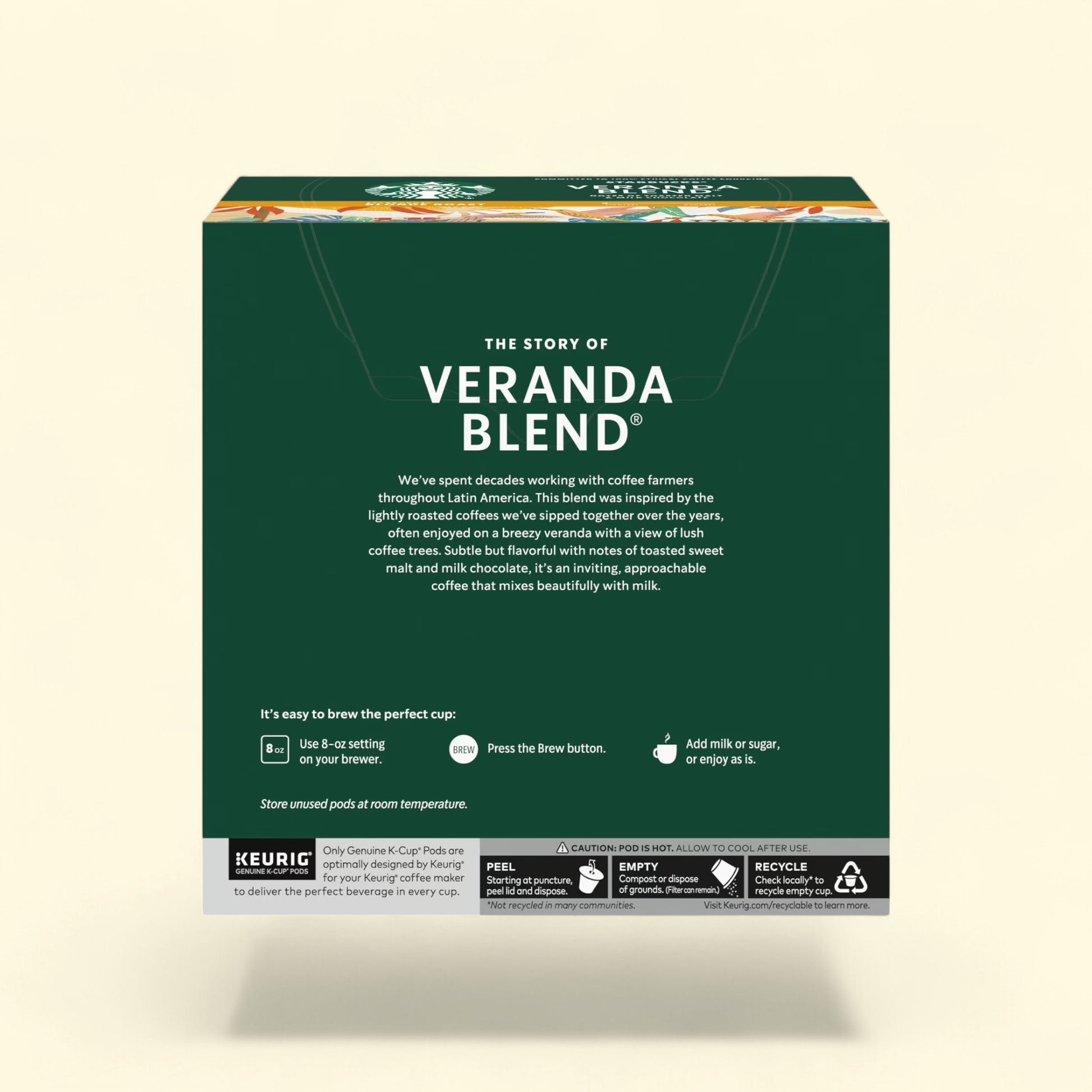 Treatspree Starbucks Veranda Blend K-Cup Coffee Pods, 32 count. Lightly roasted 100% arabica beans with notes of toasted malt and chocolate.