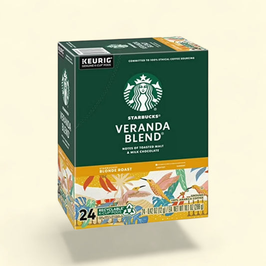 Treatspree Starbucks Veranda Blend K-Cup Coffee Pods, Blonde Roast, 24 count, notes of toasted malt and milk chocolate.