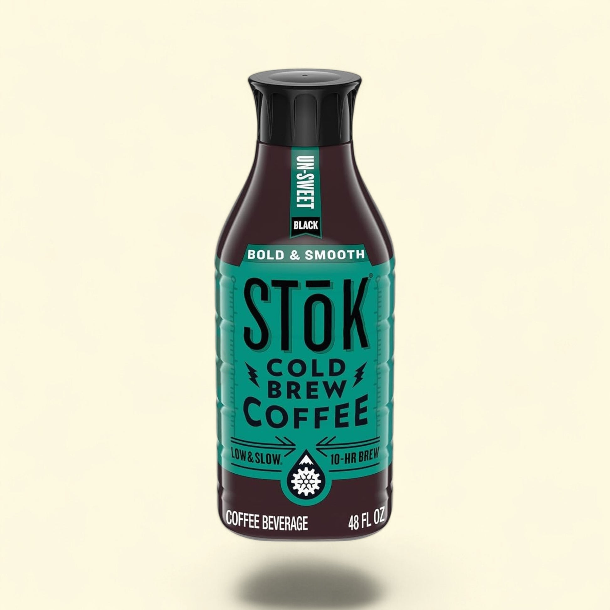 Treatspree Stok Unsweet Cold Brew Black Iced Coffee, 48 oz carton. Bold & Smooth, 10-hr brew.