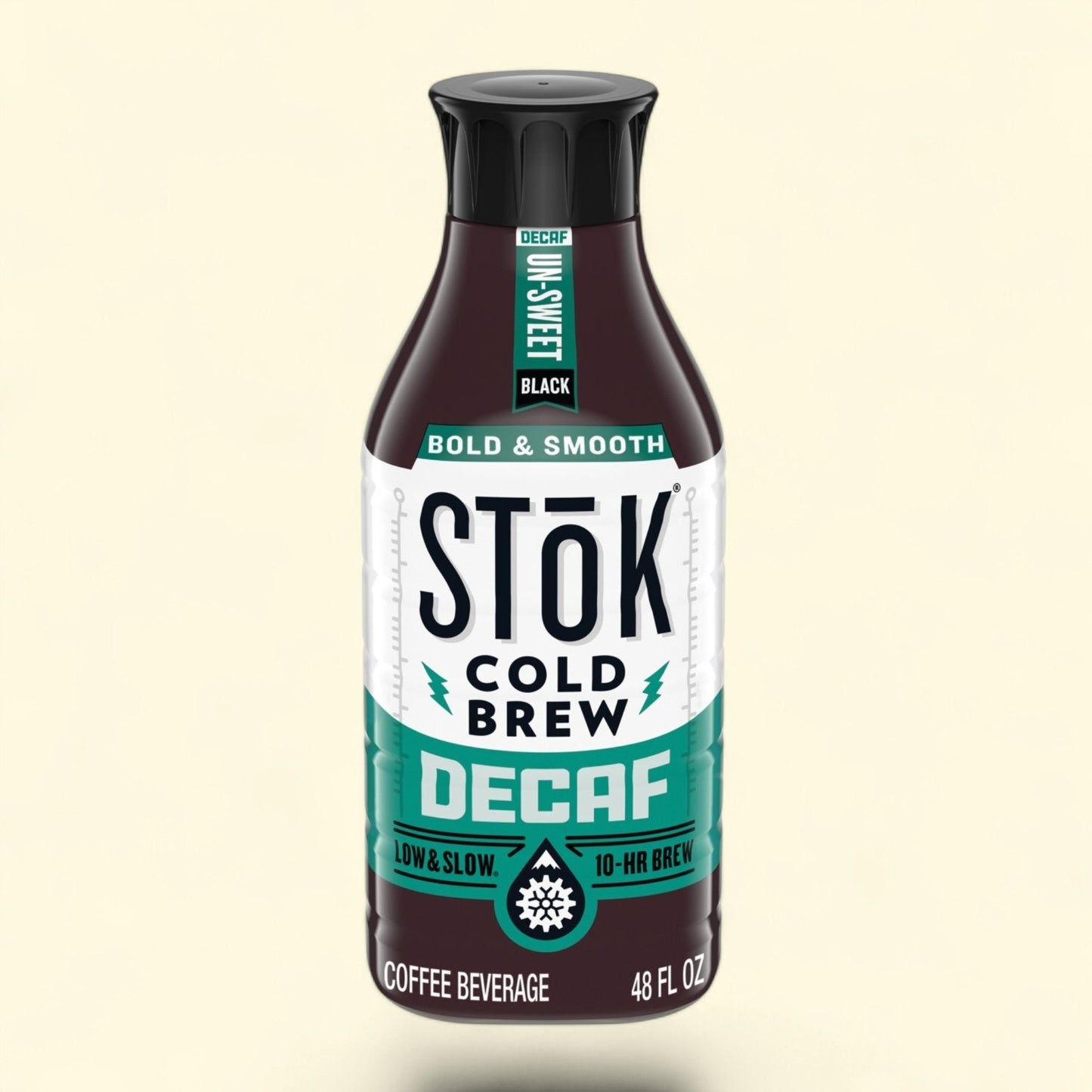 Treatspree SToK Decaf Unsweetened Cold Brew Coffee, 48 oz bottle. Bold & Smooth, low & slow brewed for 10 hours.