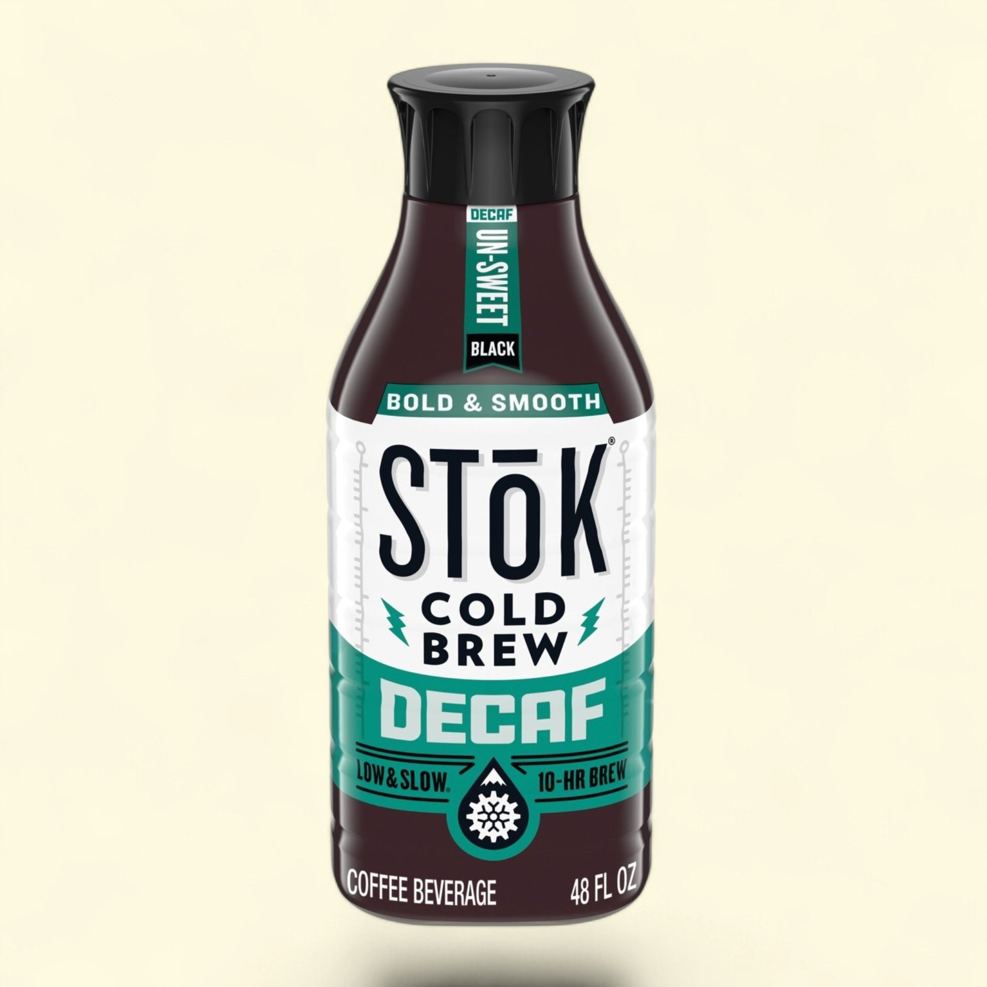 Treatspree SToK Decaf Unsweetened Cold Brew Coffee, 48 oz bottle. Bold & Smooth, low & slow brewed for 10 hours.