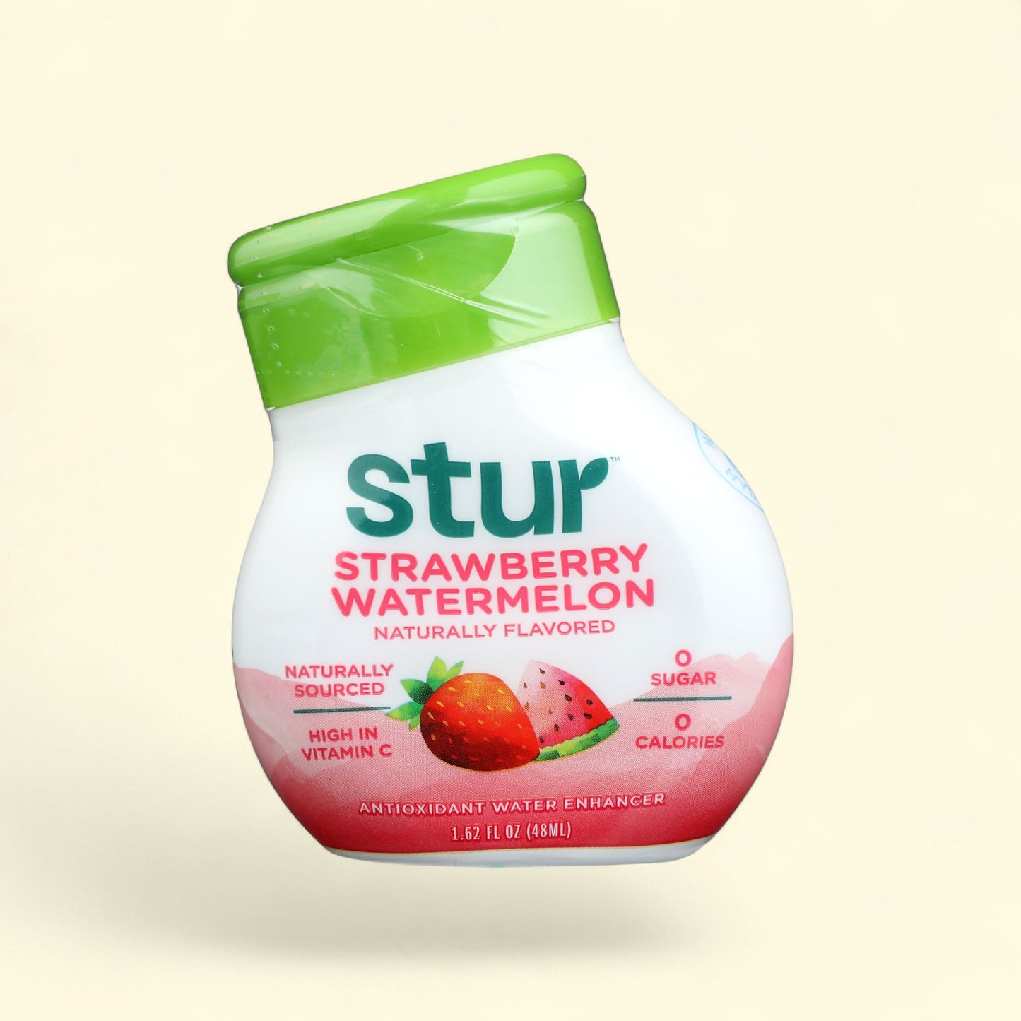 Treatspree Stur Simply Strawberry Watermelon antioxidant water enhancer, 1.62 oz bottle. Zero sugar, zero calories, high in Vitamin C.