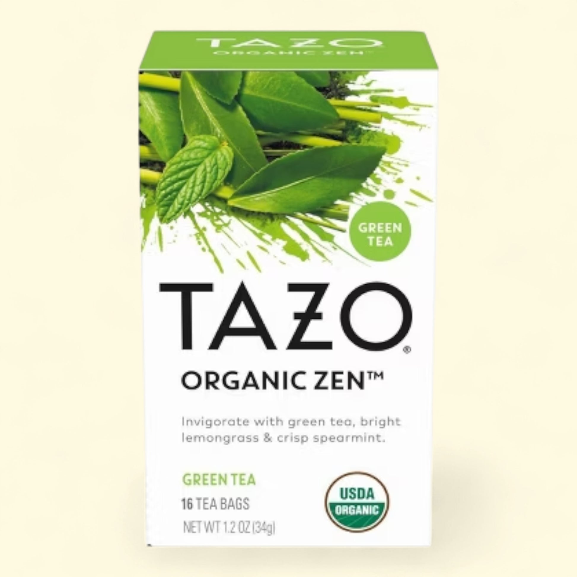 Treatspree Tazo Organic Zen Green Tea Bags with lemongrass and spearmint. 16 tea bags.