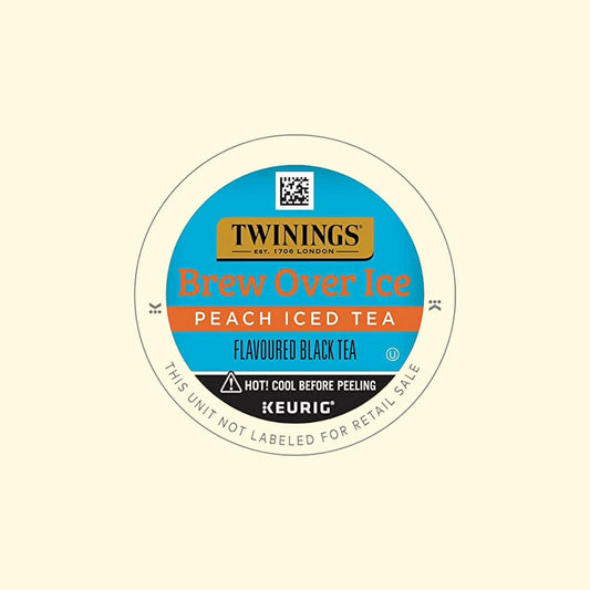 Treatspree Twinings Brew Over Ice Unsweetened Peach Black Tea K-Cups for Keurig brewers. Flavored black tea.