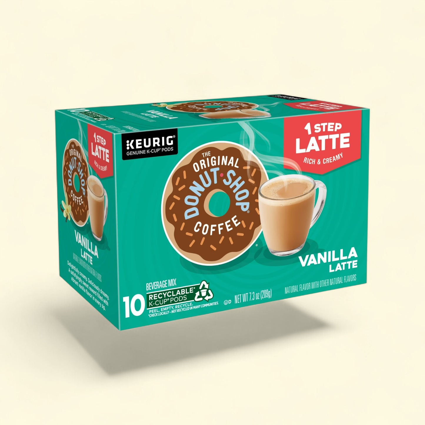 Treatspree The Original Donut Shop Vanilla Latte K-Cup Coffee Pods, 10 count, rich and creamy beverage mix.