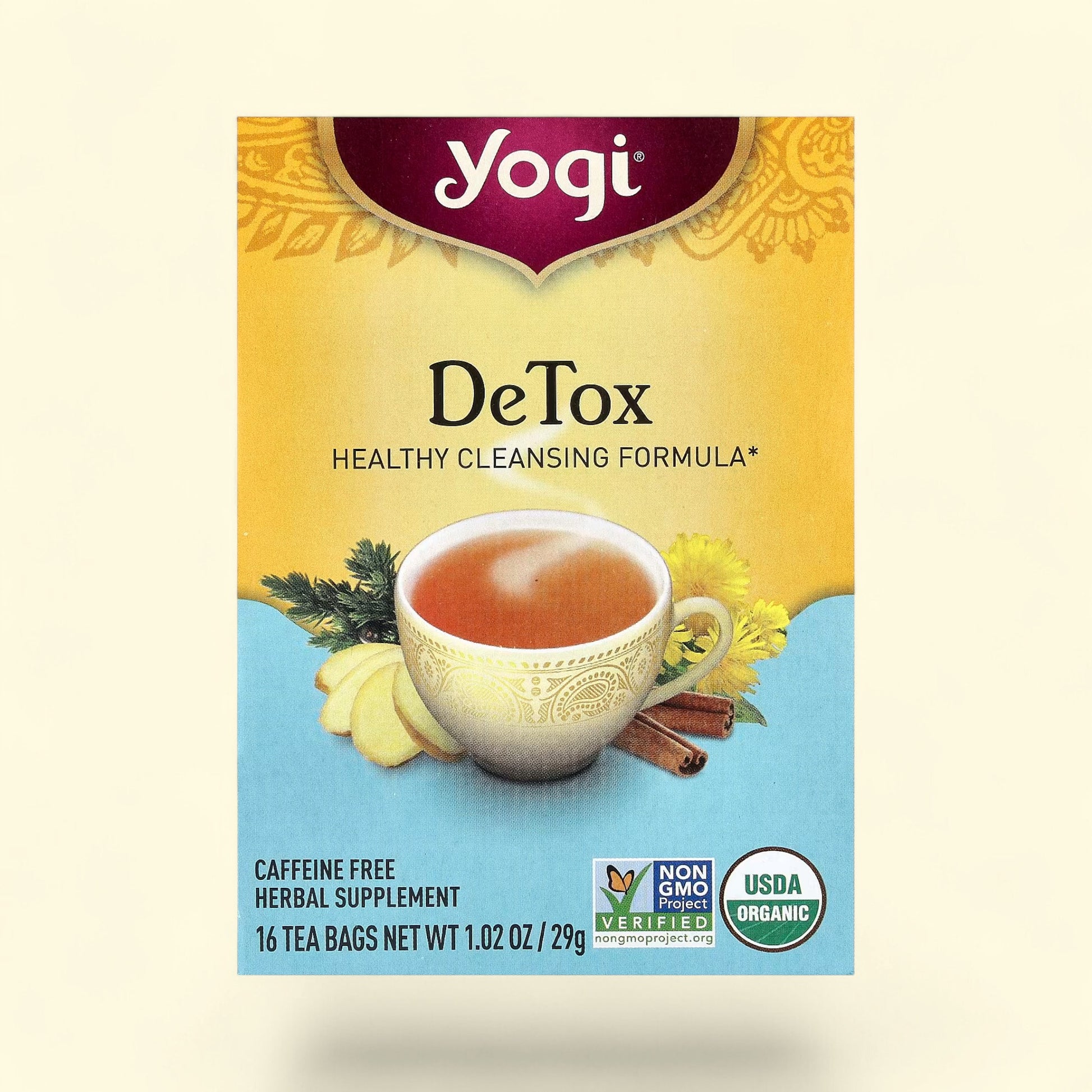 Treatspree Yogi DeTox Herbal Tea Bags, caffeine-free, USDA Organic, 16 tea bags. Supports healthy cleansing.