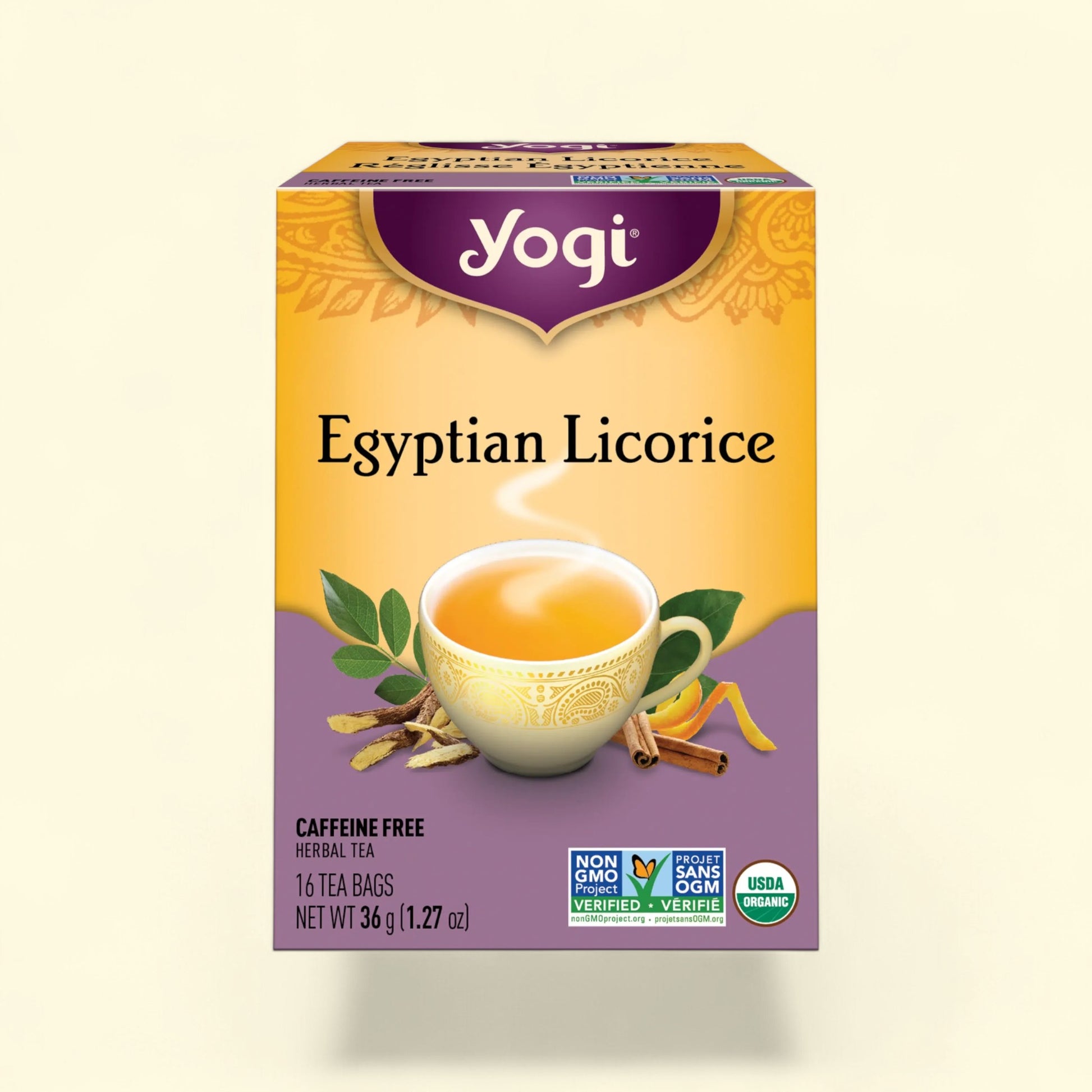 Treatspree Yogi Egyptian Licorice Herbal Tea, caffeine-free, 16 tea bags with licorice root and cinnamon.