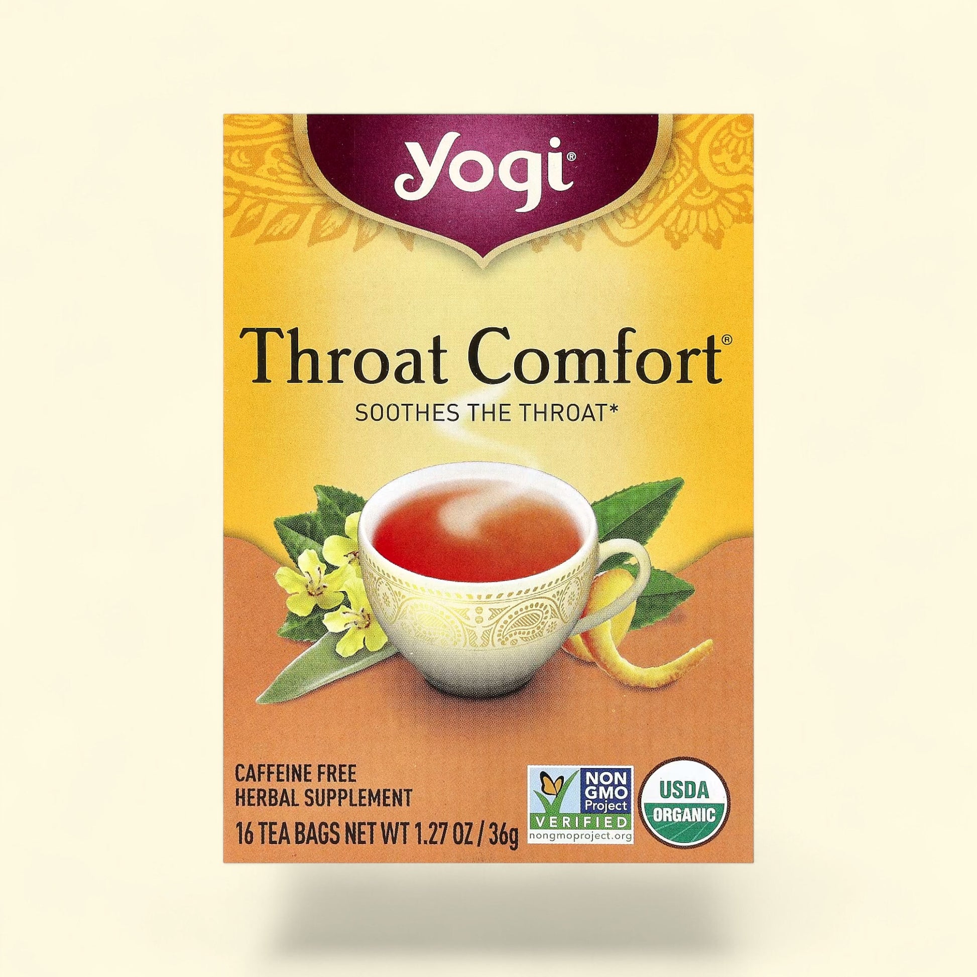 Treatspree Yogi Throat Comfort Herbal Tea Bags, 16 count, caffeine-free, USDA Organic, soothing herbal supplement.